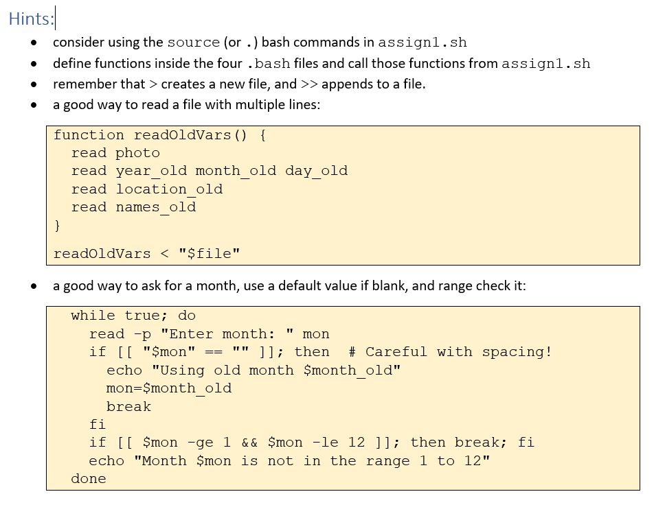 Your system will store basic information about photos and allow the user