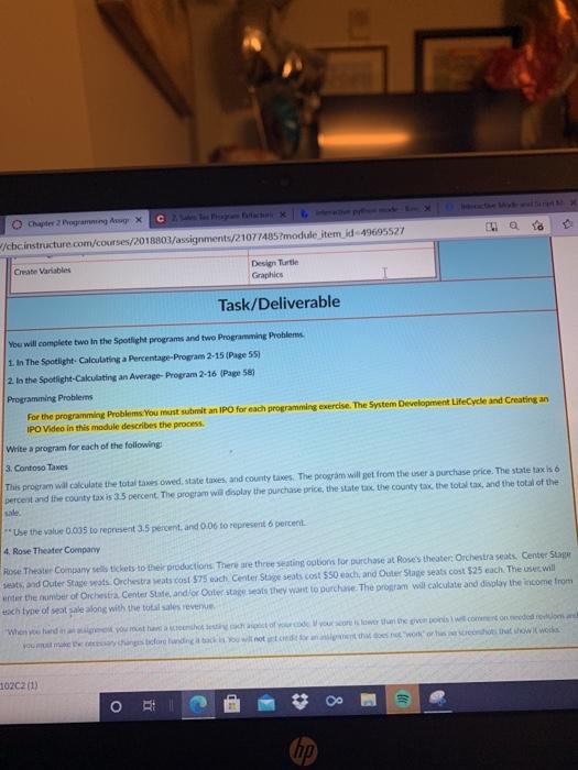 IPO for each programming exercise. The System Development Life Cycle and Creating