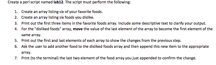 Can someone help me with this Perl assignment? Create a perl script