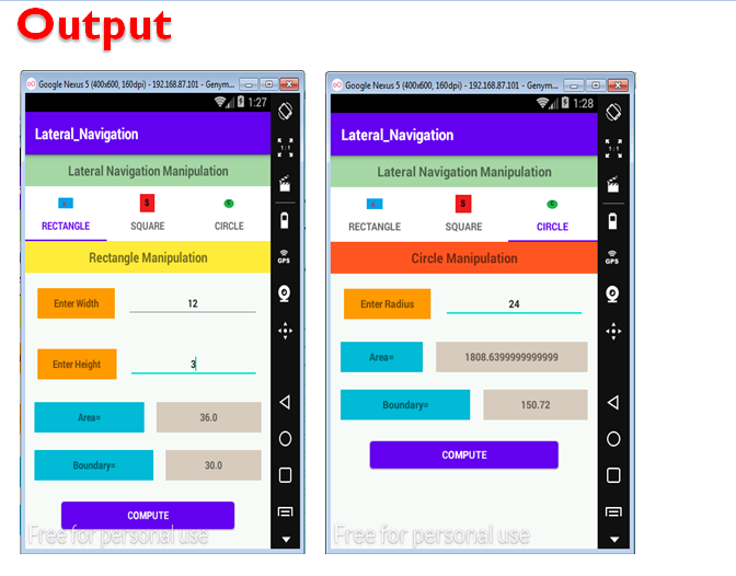 implement these codes in android studio to produce the output shown in