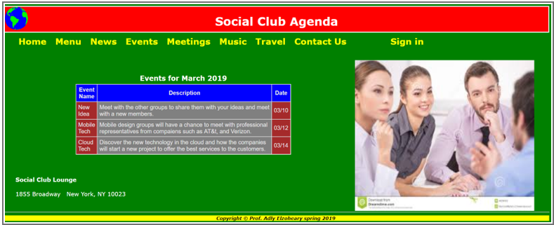use HTML and CSS First part: will be a header with text