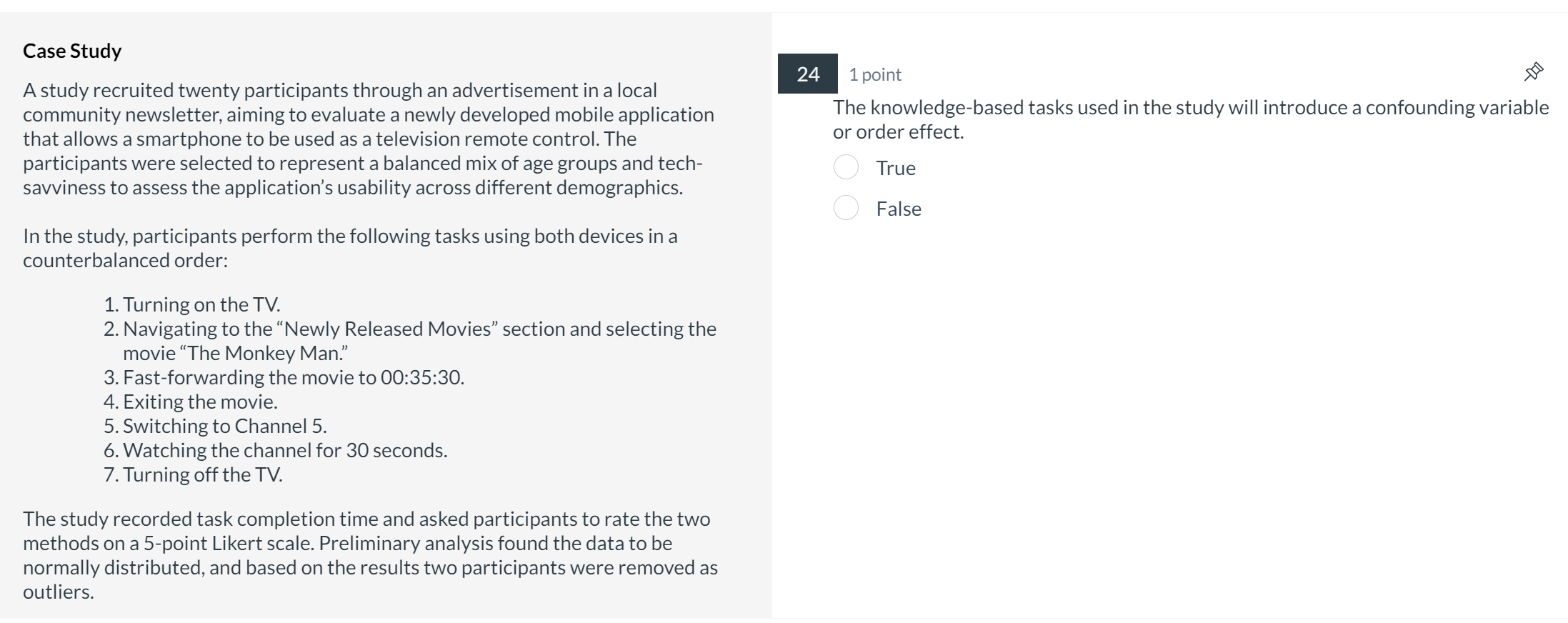  24 1 point The knowledge-based tasks used in the study will