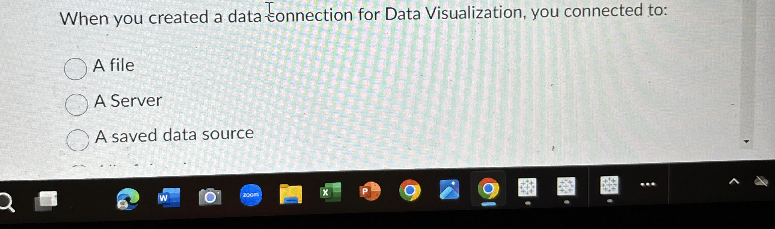  When you created a data Eonnection for Data Visualization, you connected