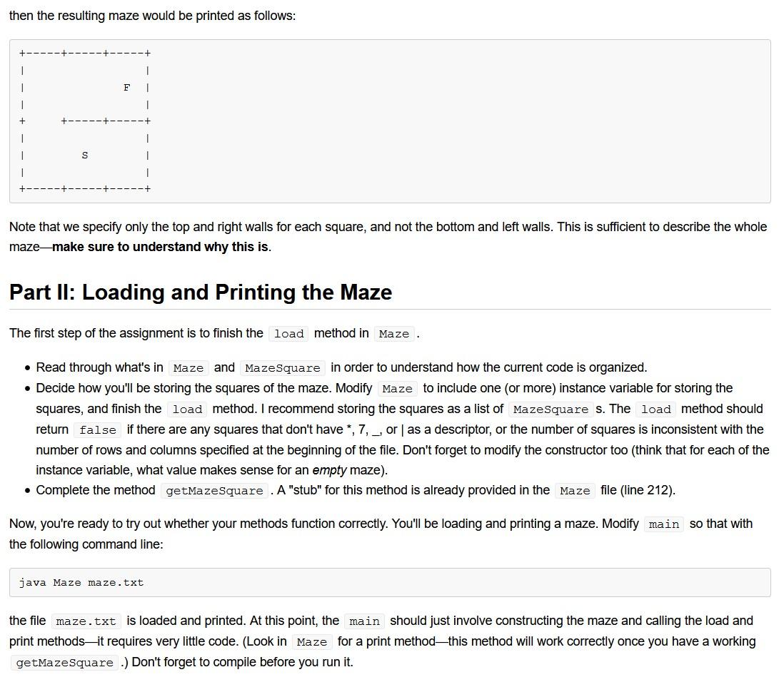 need help finishing up the code for Maze.java and MazeSquare.java. Please send