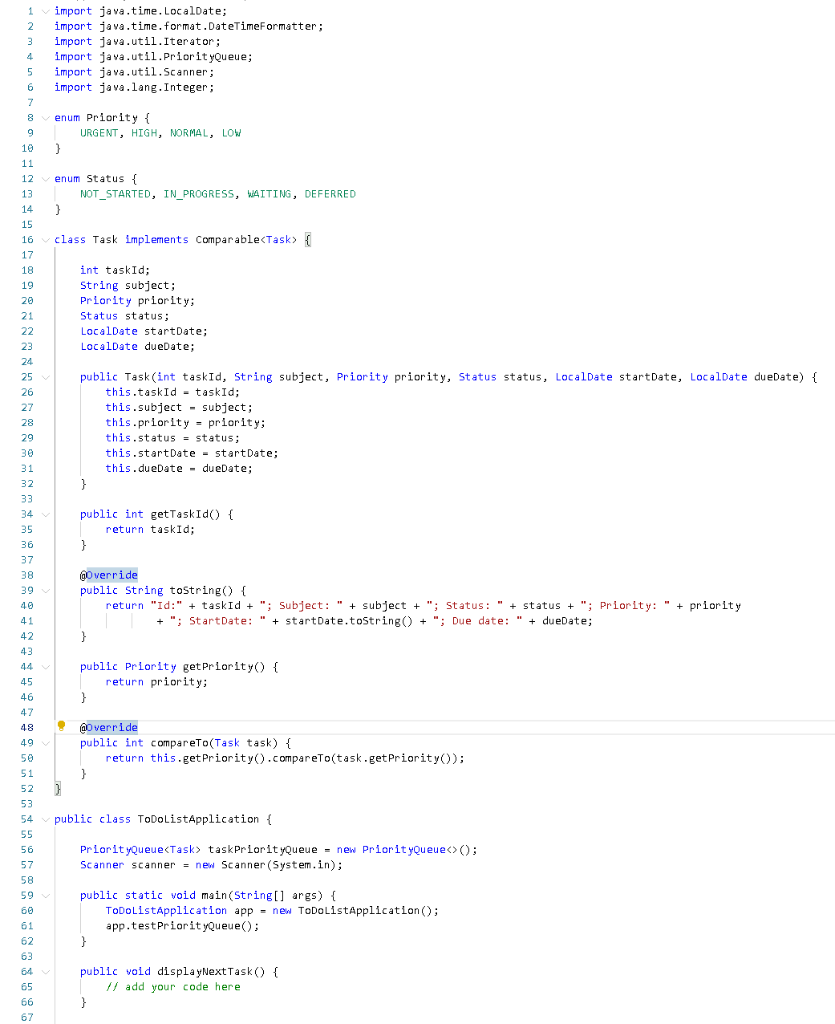To Do-List Application (Java) For this assignment, you will create an interactive