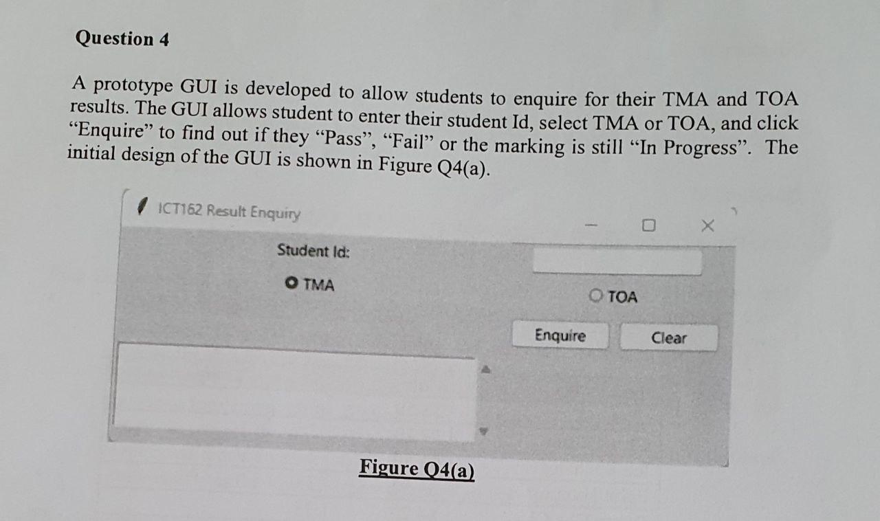 Help with Python questions. A prototype GUI is developed to allow students