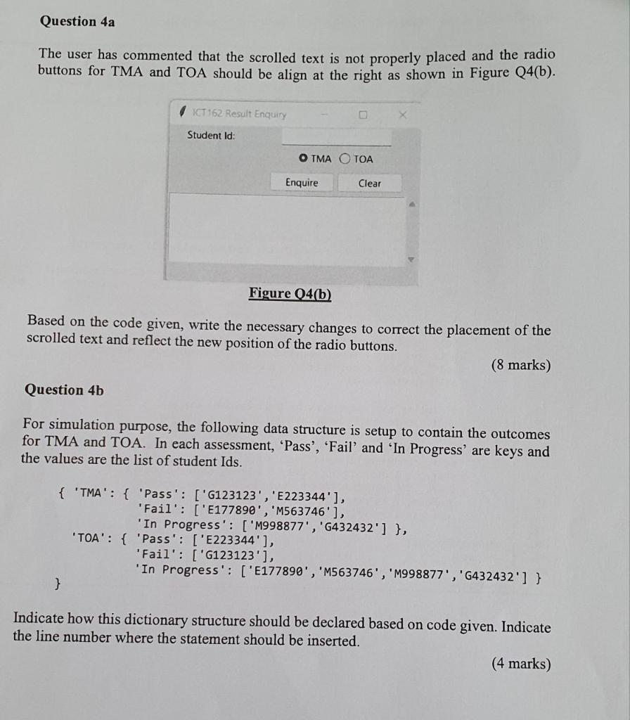 to enter their student Id, select TMA or TOA, and click "Enquire"