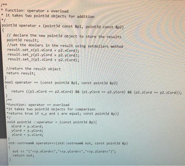 class from Assignment 1. You may need to edit your point3d class