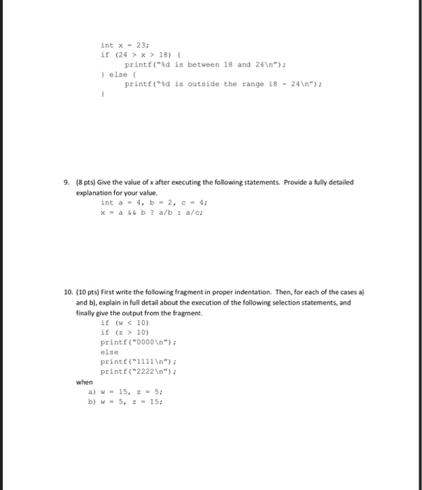 to 0 otherwise. If you used any parentheses, you must tell whether