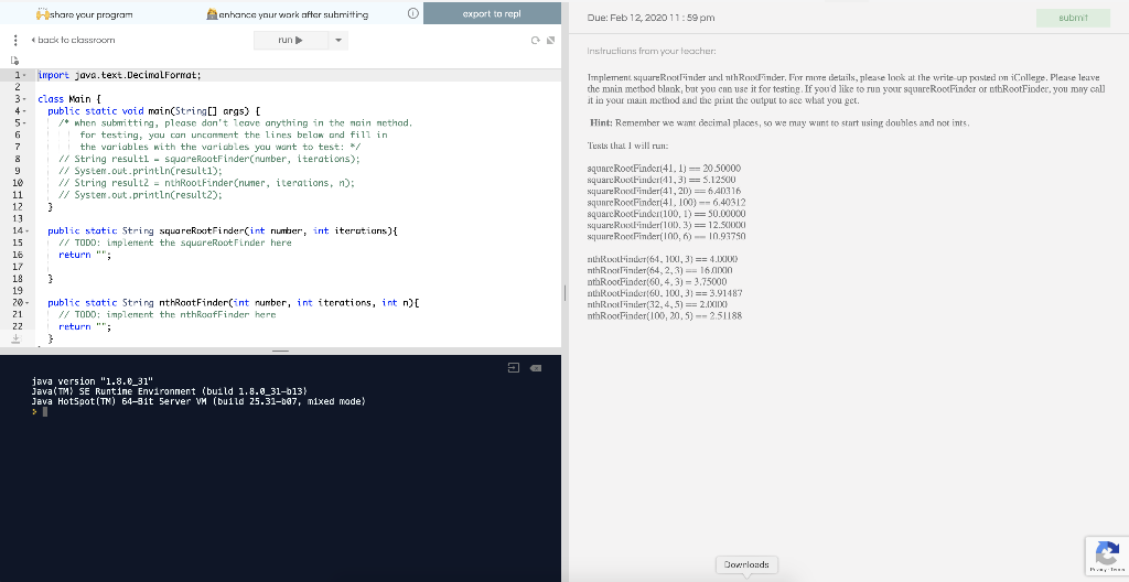  ishare your program enhance your work after submitting export to repl