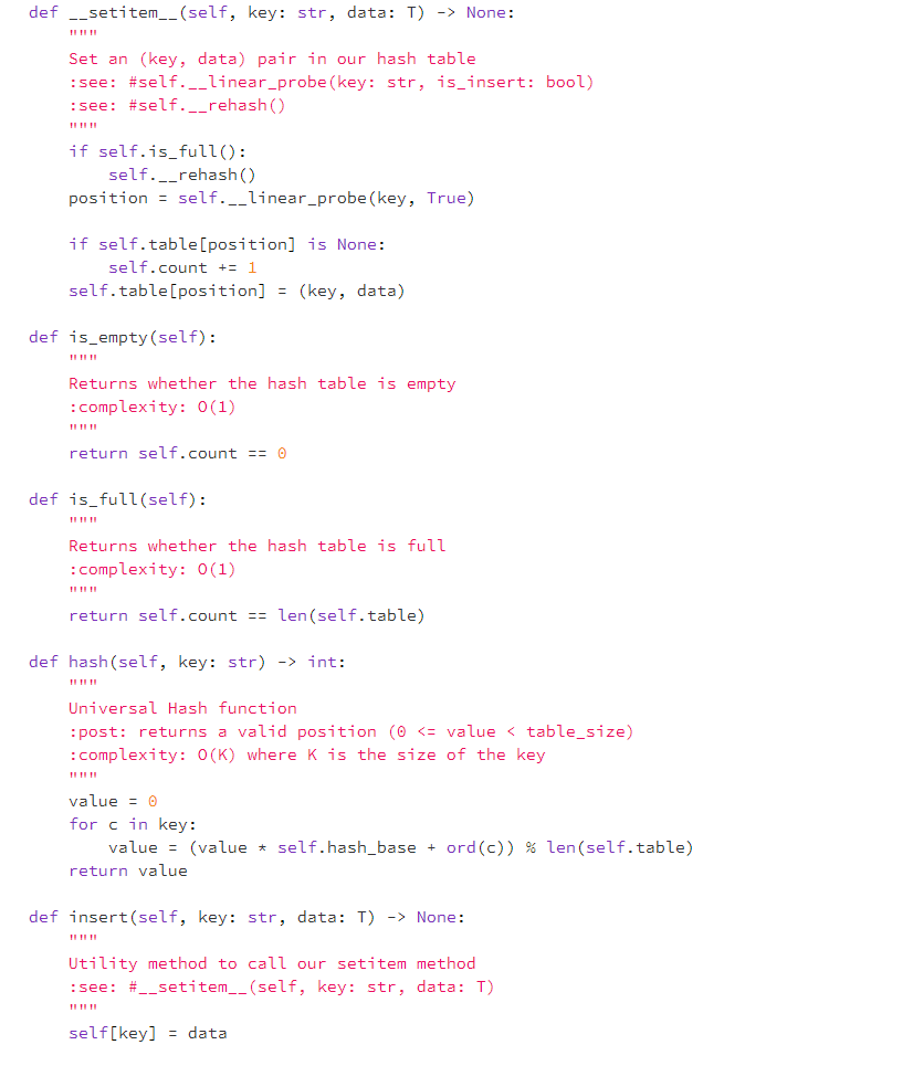 chain, o the number of times rehash has been called. class LinearProbeHashTable