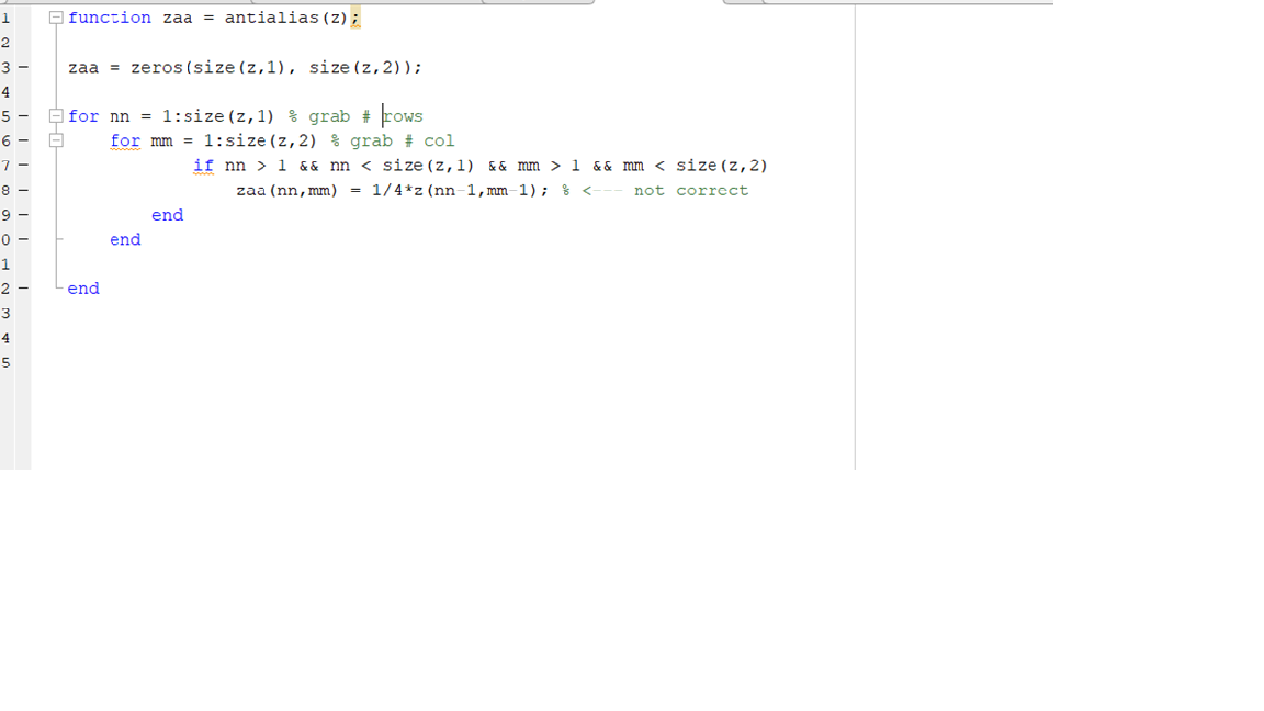 a function zaa = antialias(z); that inputs a high res image z