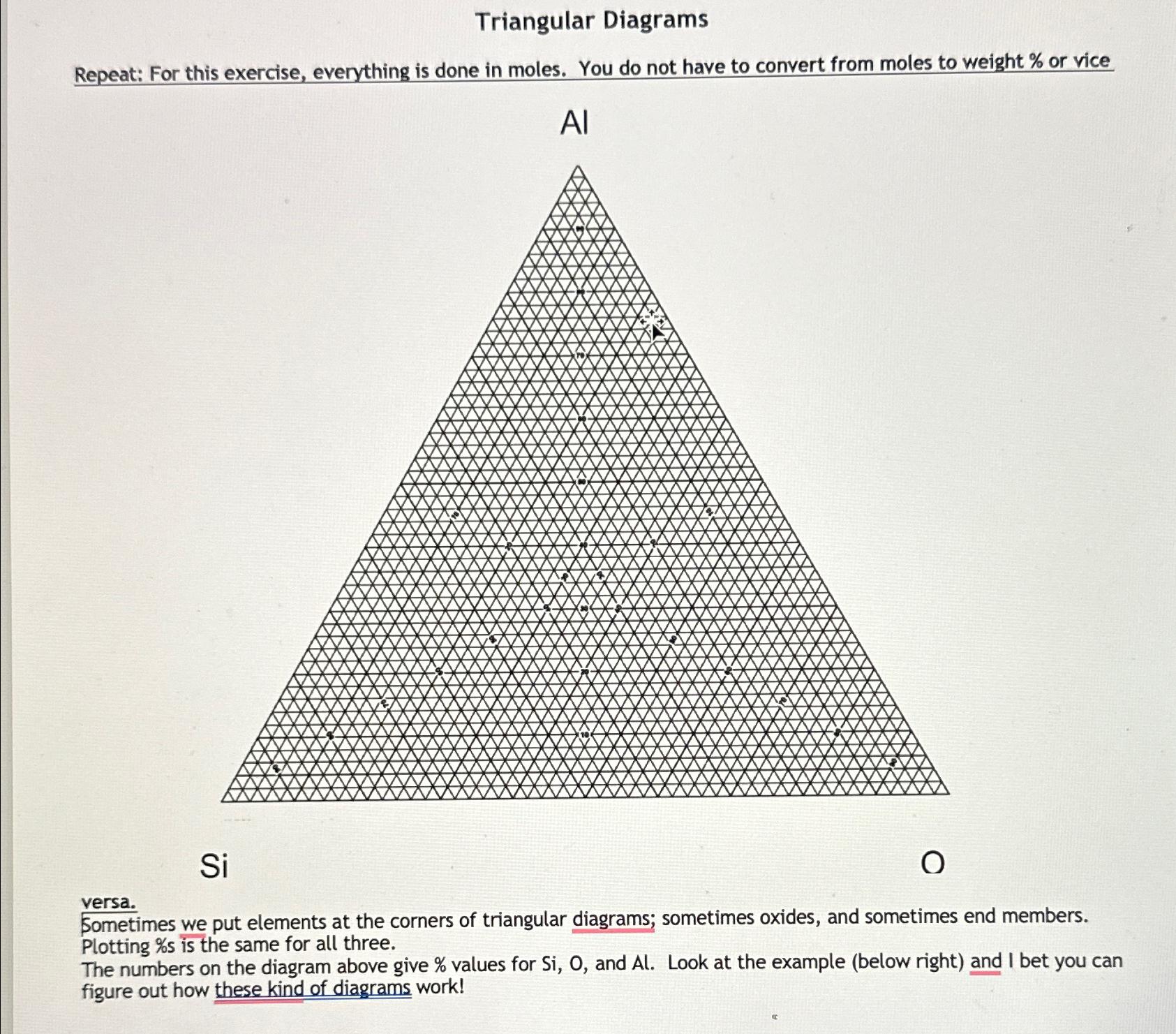  Triangular Diagrams Repeat: For this exercise, everything is done in moles.