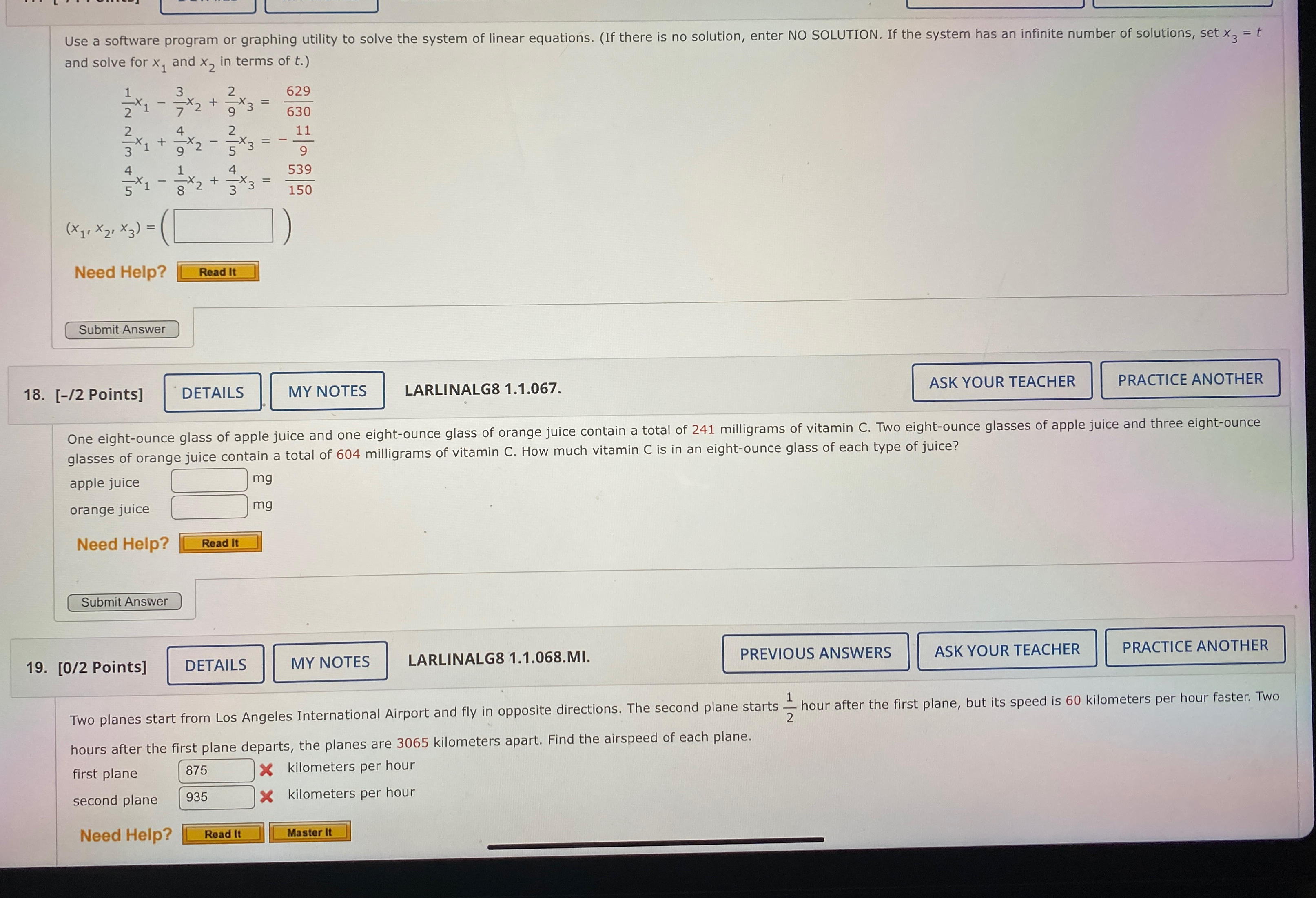  Use a software program or graphing utility to solve the system