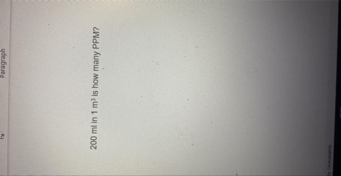  200ml in 1m3 is how many PPM