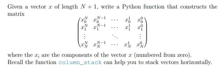 coding in python.. Given a vector r of length N +1, write