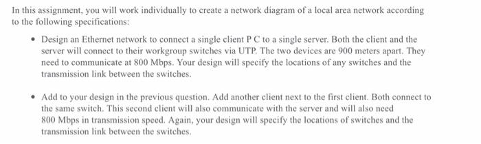  In this assignment, you will work individually to create a network