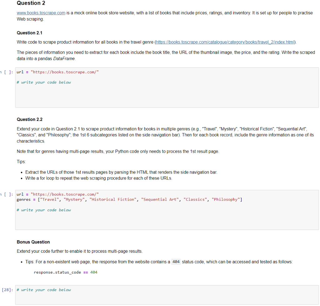 # starter code import requests from bs4 import BeautifulSoup import pandas as