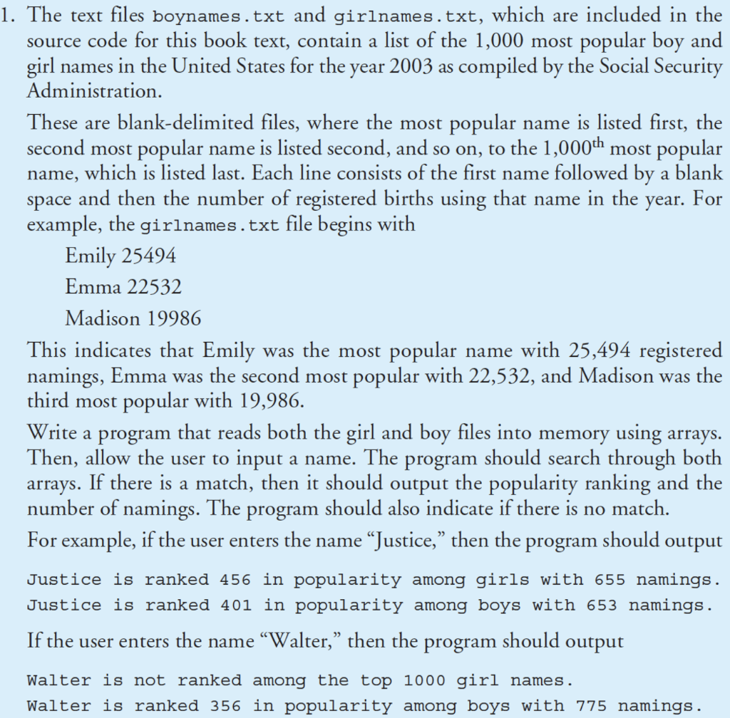  Please answer this question with java code. boynames.txt Jacob 29195 Michael