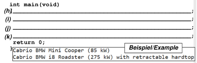 from Vehicle with (c) a constructor with two parameters to initialise both