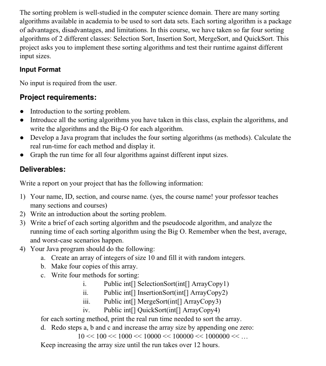 The sorting problem is well-studied in the computer science domain. There