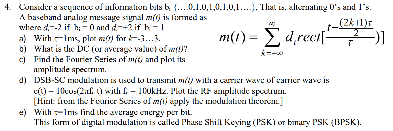 using DSB-SC with d=0 if b; = 0 and d=+2 if b;
