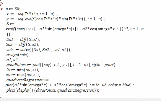  Do in Maple 8 Non-Linear Regression Study carefully the Maple code