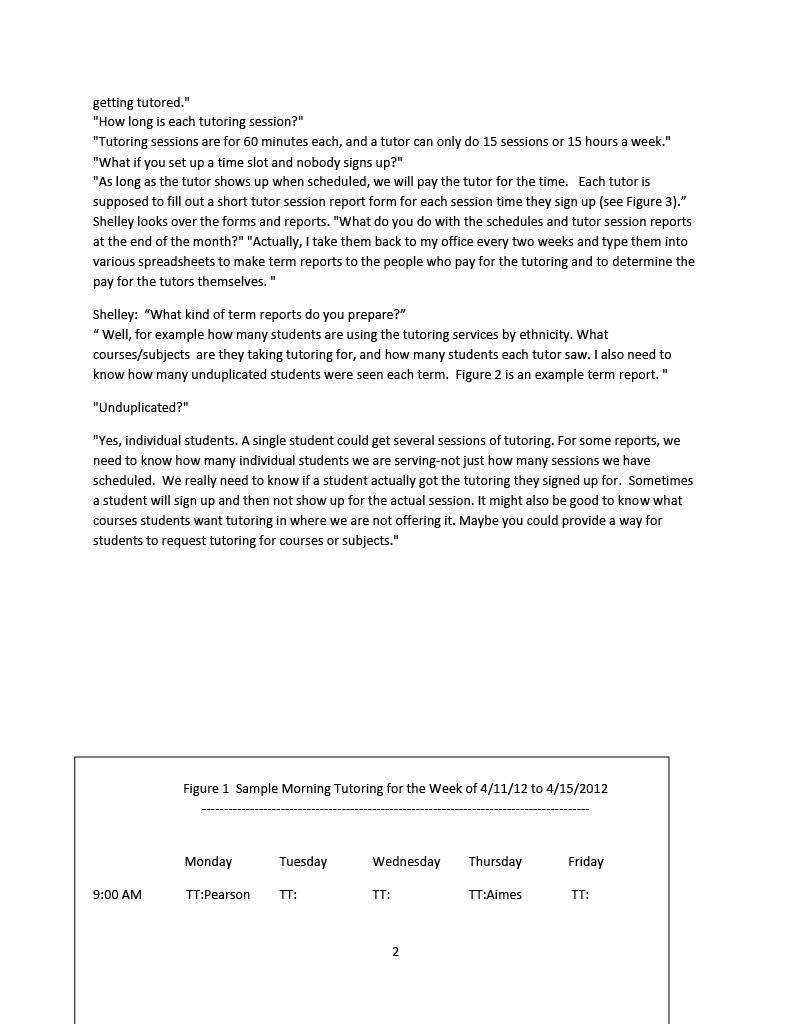 a paper schedule to sign students up for tutoring. Tutors identify their