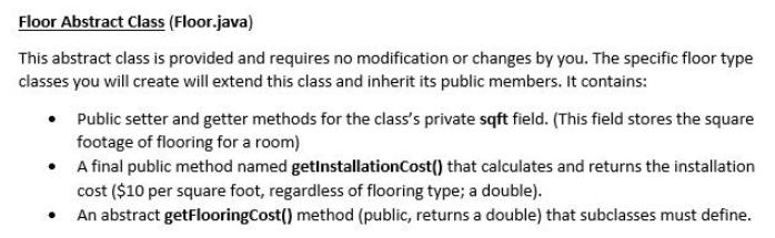 a java program. Flooring Quote Calculator For this project, you will create