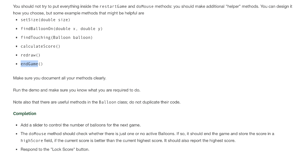 help with what is needed to do, The code should be written