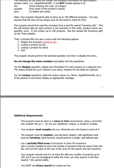 the inventory of a small store that sells various products of any