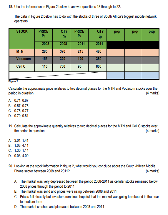 18. Use the information in Figure 2 below to answer questions