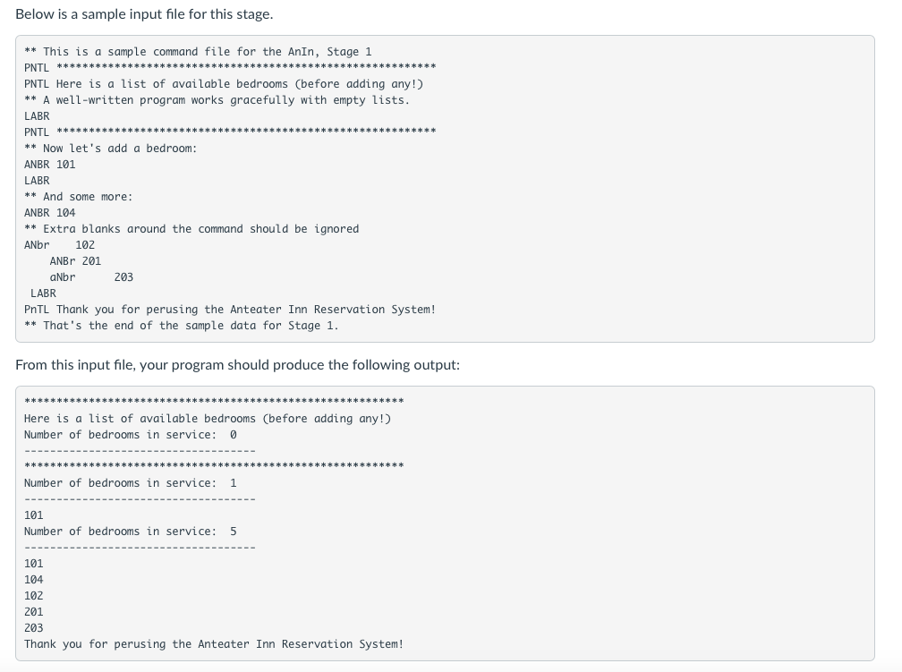 of reservations at "Anteater Inn", a small inn This assignment is divided