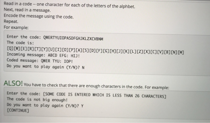  For C++ first year course Read in a code -one character