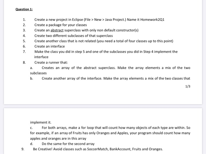  Question 1: Create a new project in Eclipse (File > New