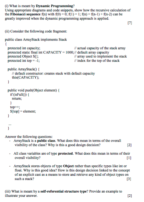 (i) What is meant by Dynamic Programming? Using appropriate diagrams and