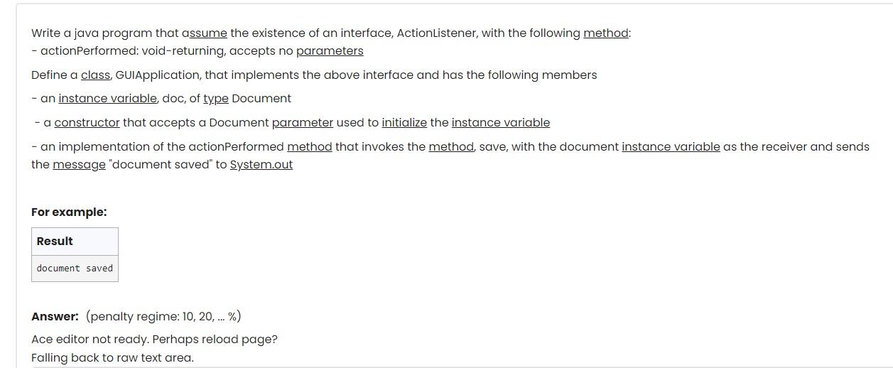  Write a java program that assume the existence of an interface,