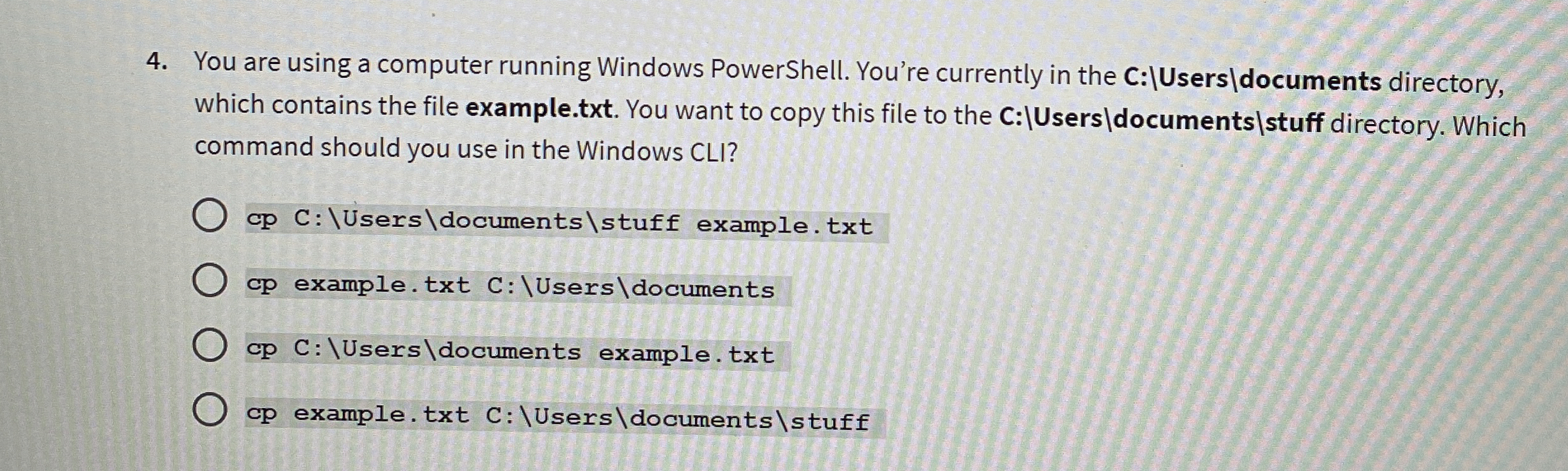  You are using a computer running Windows PowerShell. You're currently in
