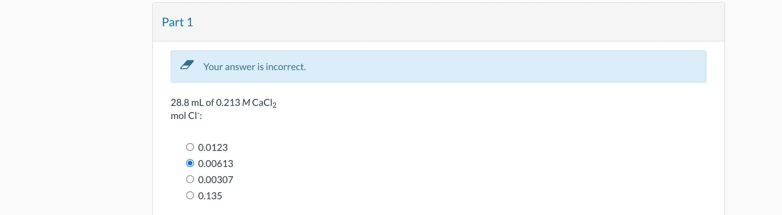 help Your answer is incorrect