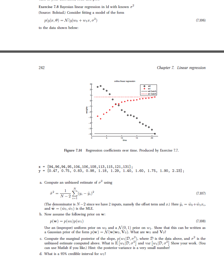 Exercise 7.8 Bayesian linear regression in Id with known 2 (Source: