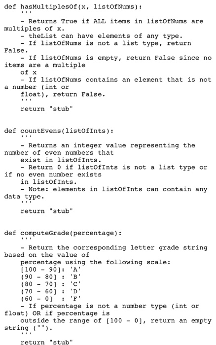  Hi I need help writing the code for these three Problems