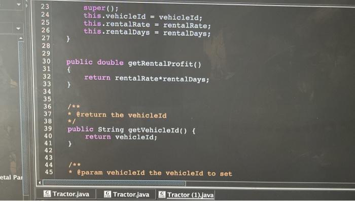 class hierarchy for tractors to use in a fleet management system. All