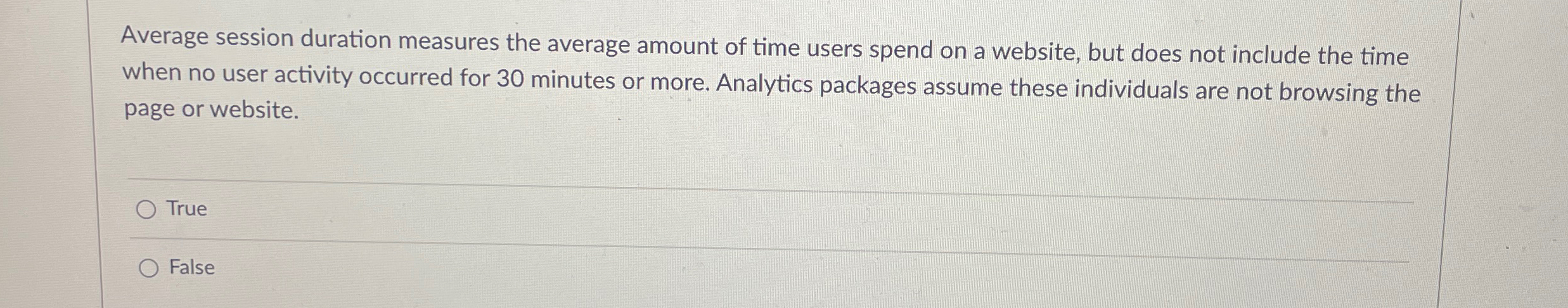  Average session duration measures the average amount of time users spend