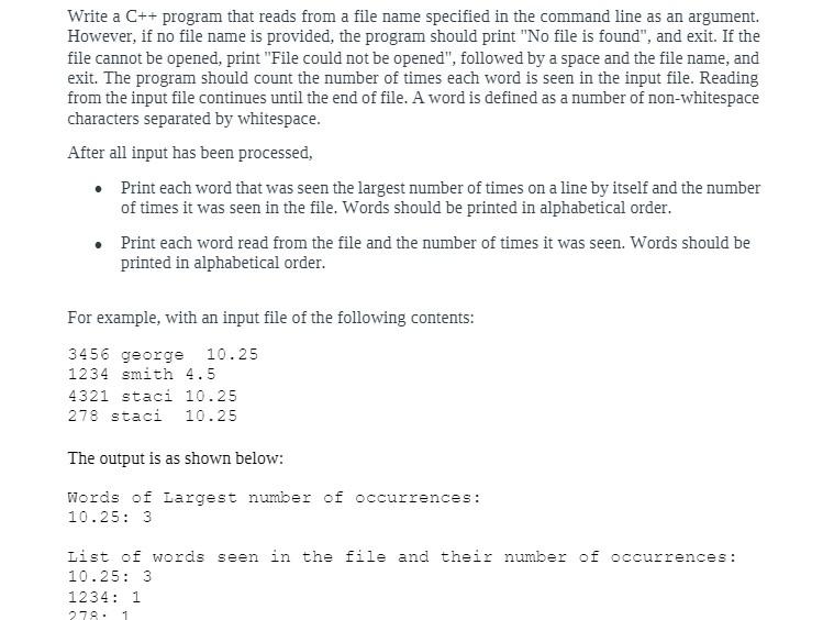  Write a C++program that reads from a file name specified in