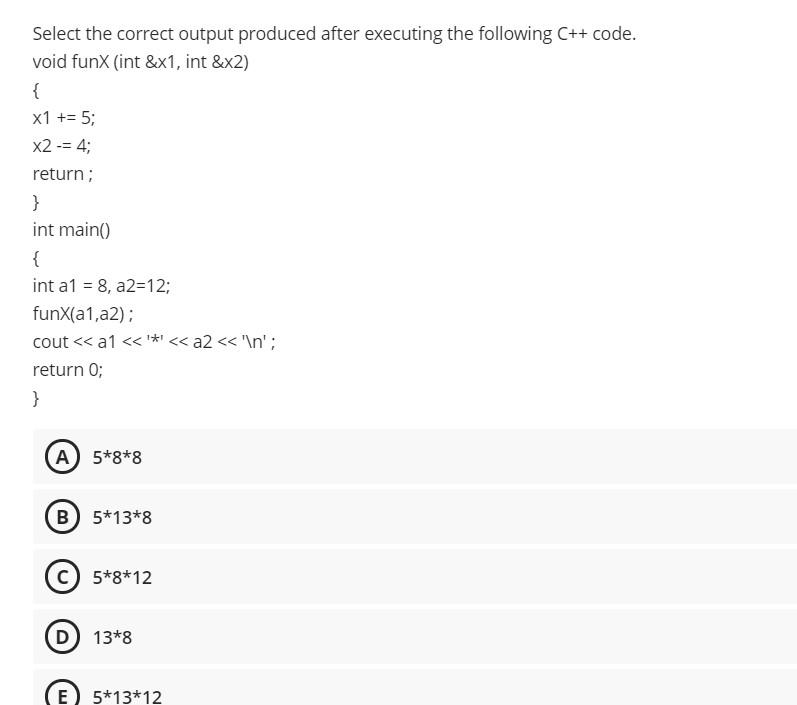 Help fast please Select the correct output produced after executing the following