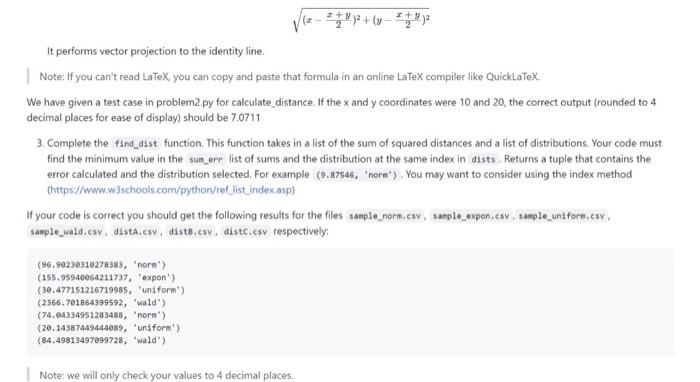 distA,csv, diste.esv, and distc,csv, which you will use in problem 2. 3.