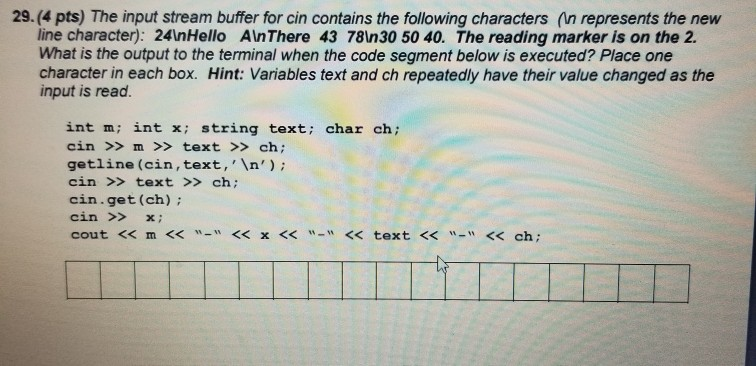 C++ expressions shown. If the answer is a floating-point value, be sure