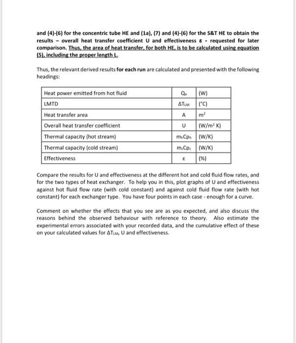 changes in hot and cold fluid flow rate and heat exchanger type