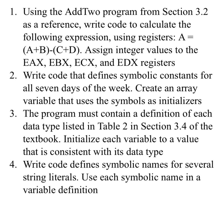 MASM on Visual Studio please. all in one program 1. Using the