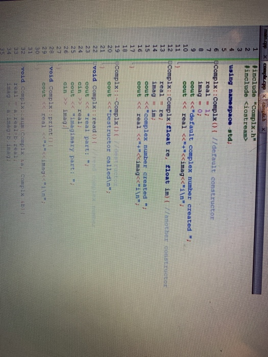 Instruction: The following source codes have been created to implement the Complx